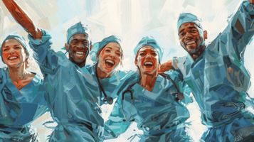 Images & Stencils of Medical Nurses generally happy after a long shift