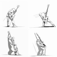 Images & Stencils of Male Electric Bass Guitars playing