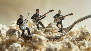 Images of Tiny Humans in Rock Garb, Playing Rock 