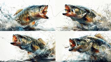 Images & Stencils of Bass Fish