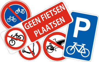 Stickers geen fietsen step brommers bakfiets