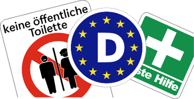 Aufkleber in deutscher Sprache