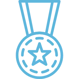 Medal with star icon representing best quality. No human shapes.