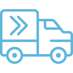 Delivery truck with speed lines icon representing fast shipping. No human shapes.