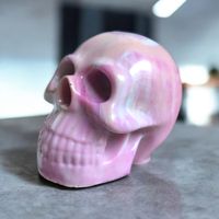 Pink marble effect skull ornament