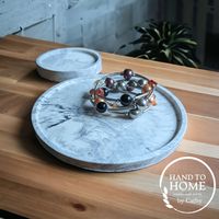 Marble effect display plate and matching coaster