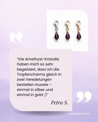 Kundenbewertung von Petra S. zum Amethyst Kristall Tropfen Charm in Amethyst [DAHR0TX50qc]