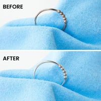Before and after comparison of tarnished and cleaned 925 sterling silver jewelry