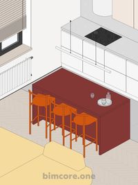 3D interior scheme in Revit using BIMCORE families