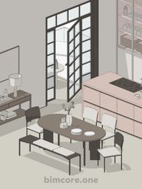 3D interior scheme in Revit using BIMCORE families
