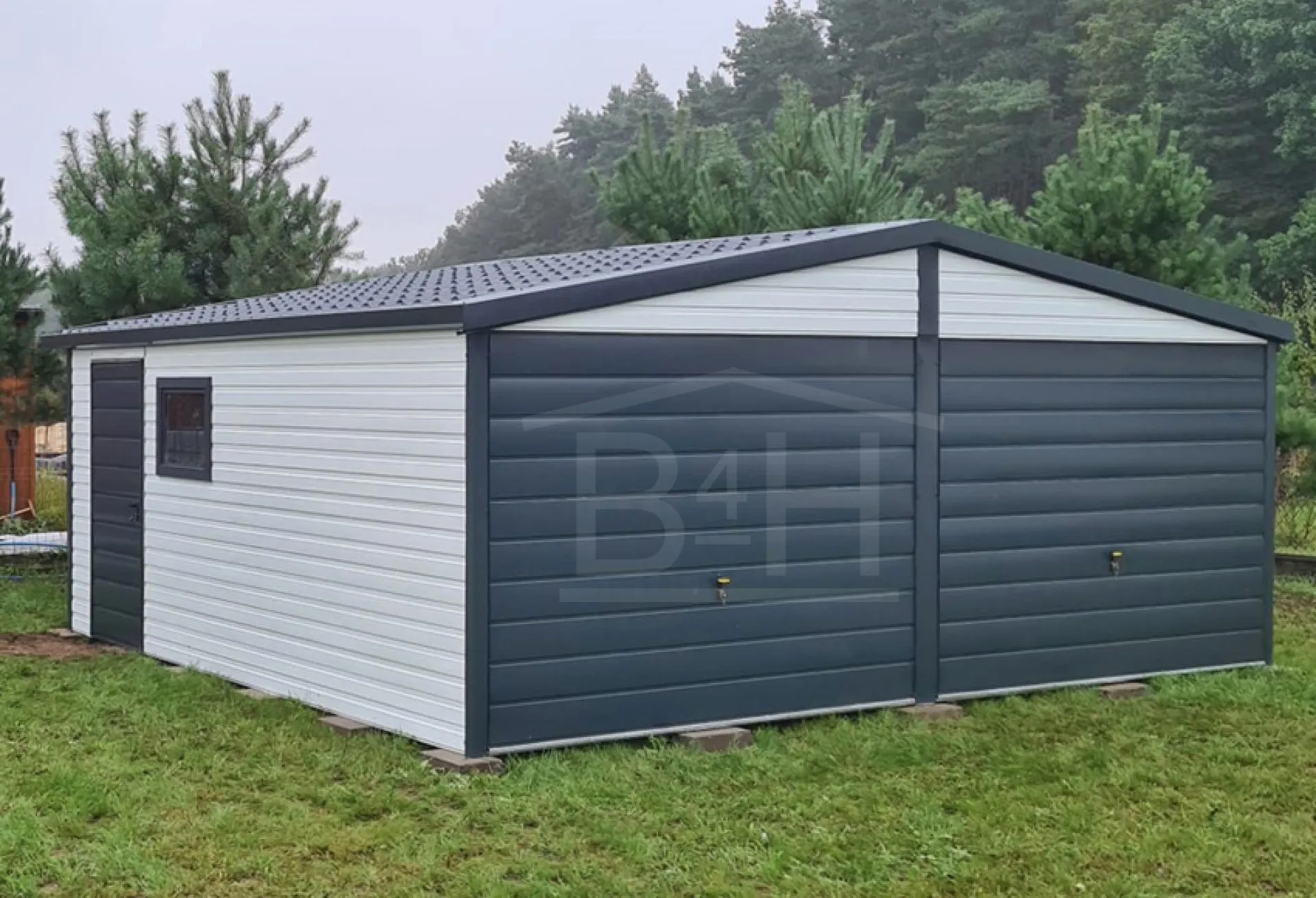 Wooden pier extending into calm lake during sunset with golden sky
