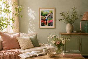 Woman in the garden kunstprint