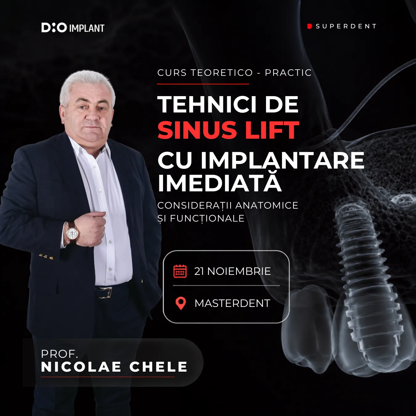 Curs cu Prof. Nicolae Chele - dedicat preciziei chirurgicale și aplicabilității clinice.